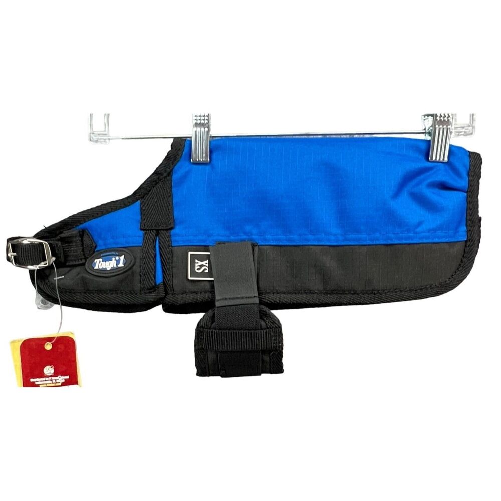 Tough-1‎ 600D Waterproof Dog Blanket Coat XS Blue Adjustable Belly Strap Ripstop